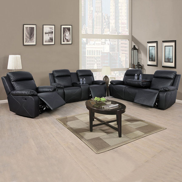 Latitude Run® 3 Piece Faux Leather Reclining Living Room Set Wayfair